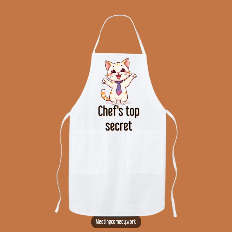 Funny Cat Tie Apron: Cook with Smart Pointers & Feline Flair!