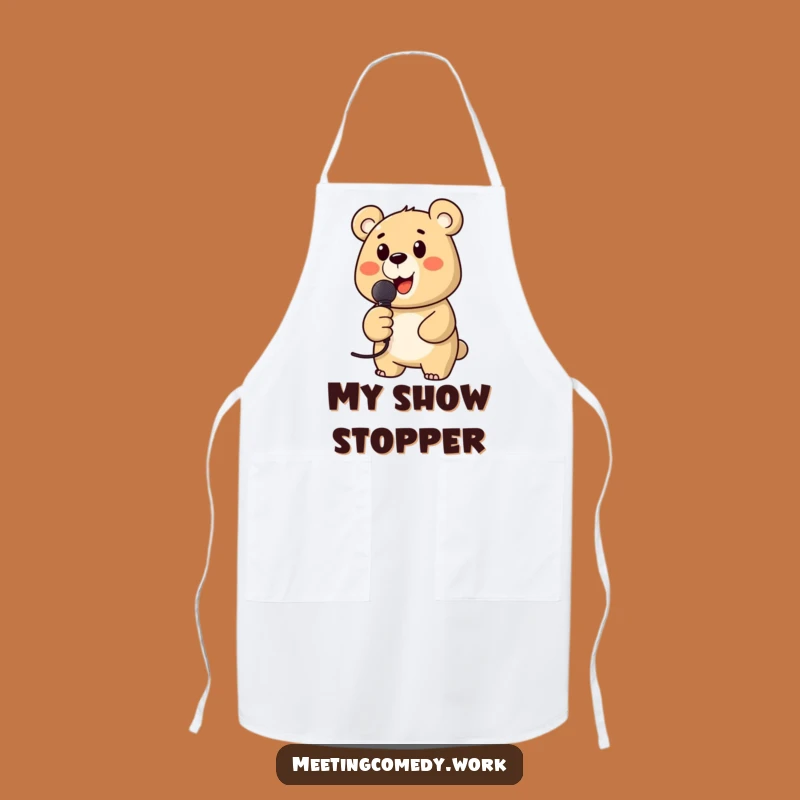 Funny Bear Microphone Apron: Cook Up Laughs in the Kitchen, Hilarious Gift