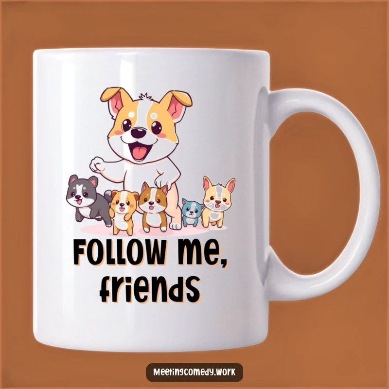 Funny Dog Leader Mug: Brave Pooch Guides Critters, Hilarious Gift for Pet Lovers