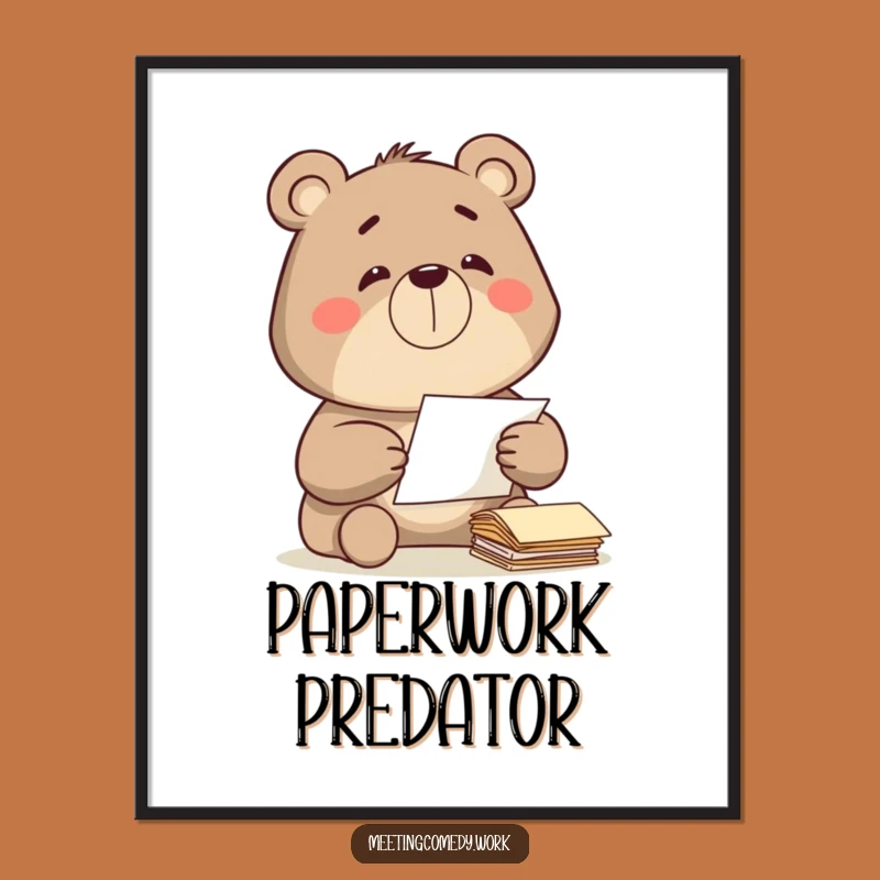 Funny Bear Paper Sorting Digital Art - Organized Decor & Hilarious Gift