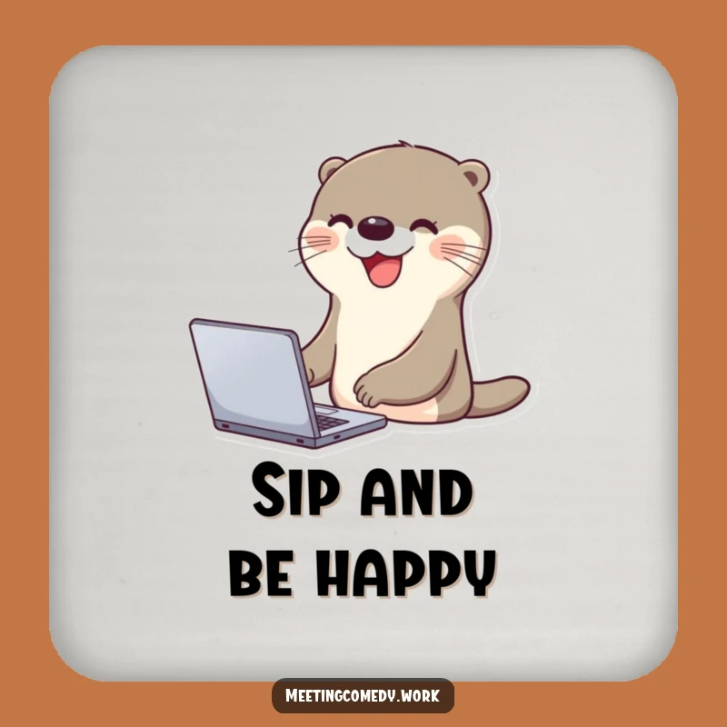 Funny Otter Laptop Drink Coaster - Protect Surfaces with Smiles