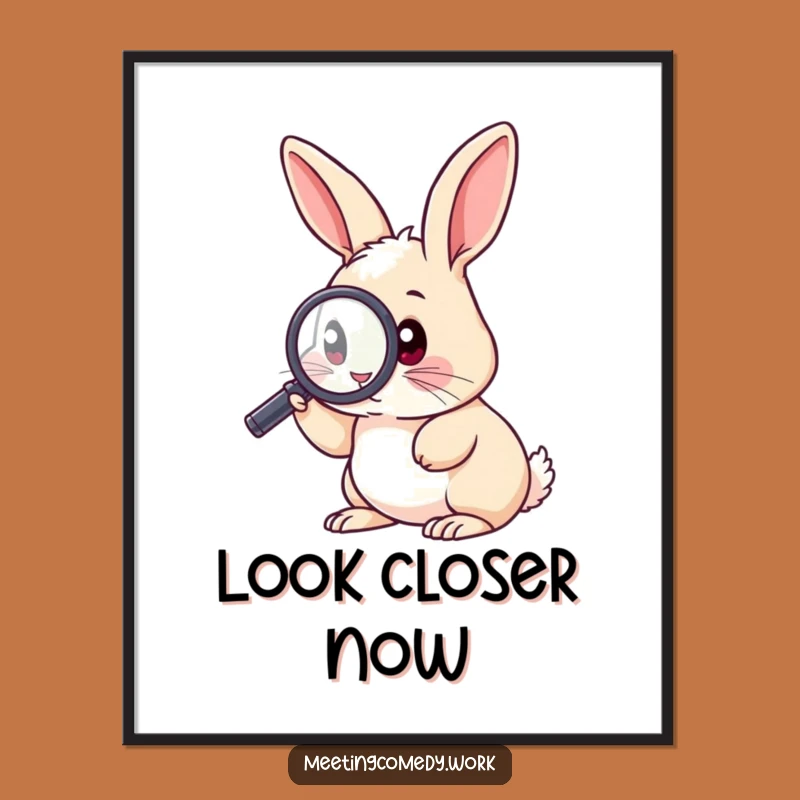 Funny Rabbit Investigator Poster: Detailed Decor, Curious Critter, Hilarious Gift