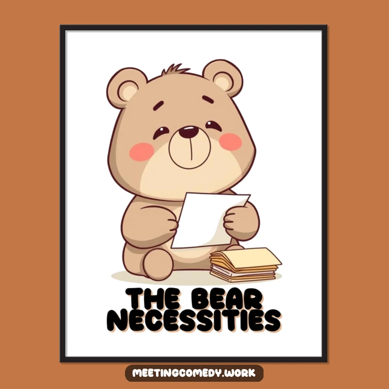 Funny Bear Paper Sorting Poster - Organized Desk Art & Hilarious Gift
