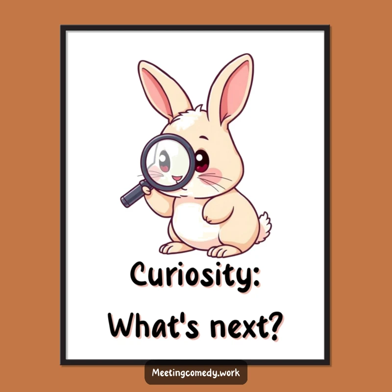 Free Printable Wall Art: Funny Curious Rabbit Magnifying Glass, Hilarious Downloadable Poster Decor