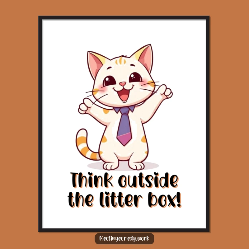 Funny Free Printable Wall Art: Cat in Tie Points to Whimsical Decor