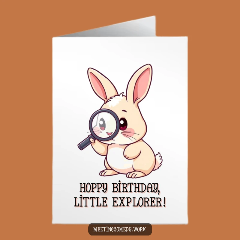 Free Printable Funny Birthday Card: Curious Rabbit Magnifying Glass, Hilarious Downloadable Greeting
