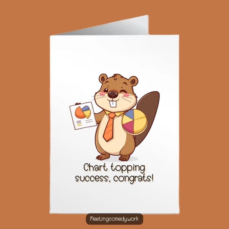 Free Printable Beaver Pie Chart Congrats Card: Funny Downloadable Gift for Success