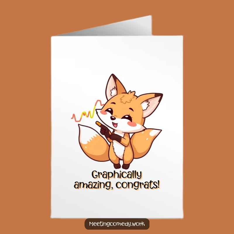 Free Printable Fox Graph Congrats Card: Funny Downloadable Gift for Great Results