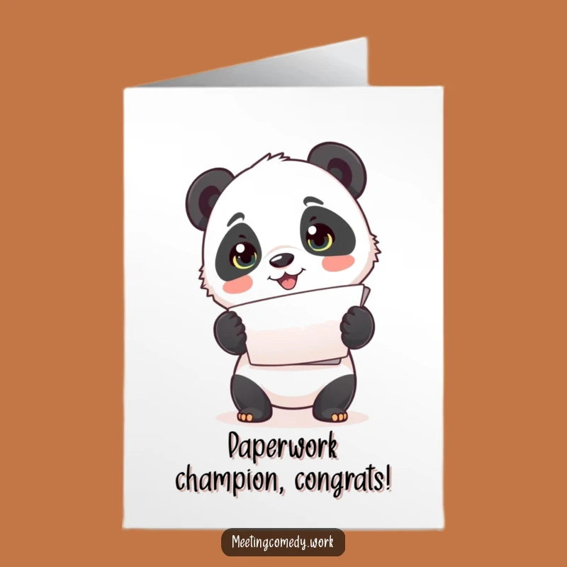 Funny Free Printable Congrats Card: Panda Delivers Papers for Your Big Achievement
