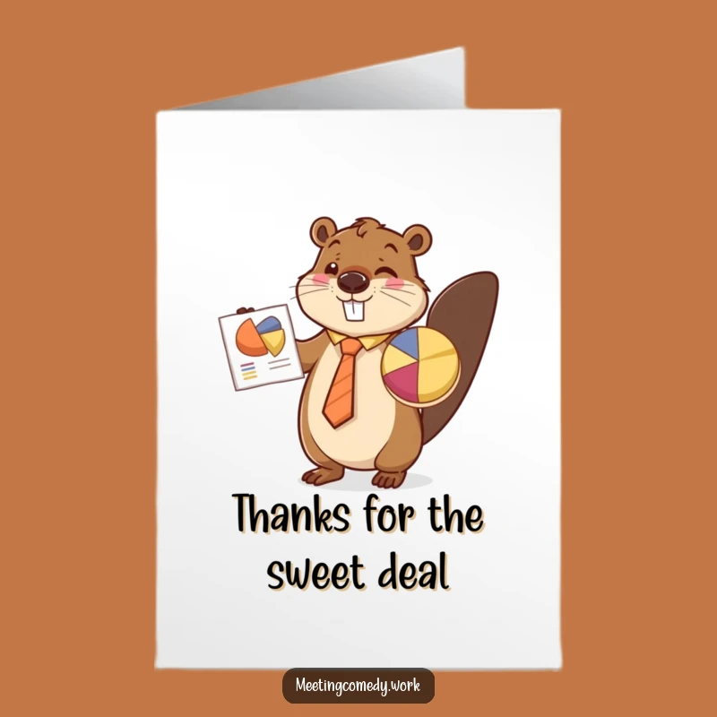 Free Printable Beaver Pie Chart Thank You Card: Funny Downloadable Gift of Gratitude