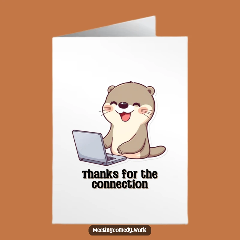 Free Printable Otter Laptop Thank You Card: Funny Downloadable Gift of Appreciation