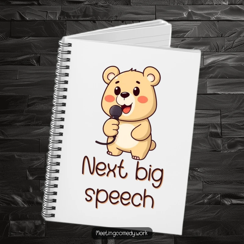 Funny notebook with a bear holding a microphone, ready to jam, for taking notes or journaling with musical humor.