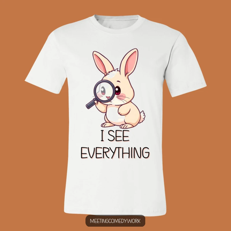 Funny Rabbit Investigator T-Shirt: Curious Critter, Detailed Design, Hilarious Gift