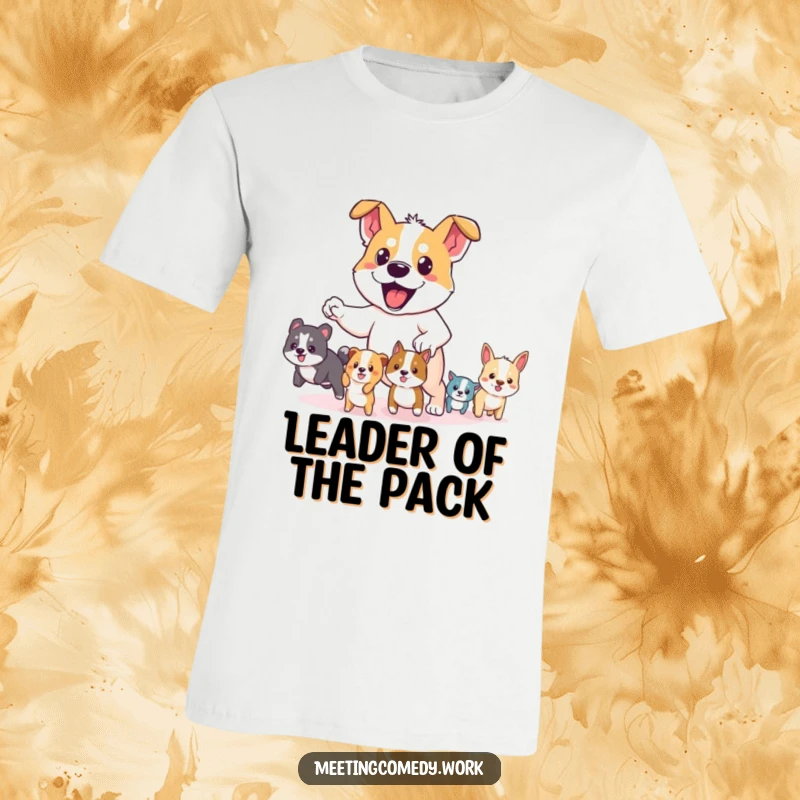 Funny t-shirt featuring a courageous dog leading smaller animals, conveying a message of bravery and teamwork.