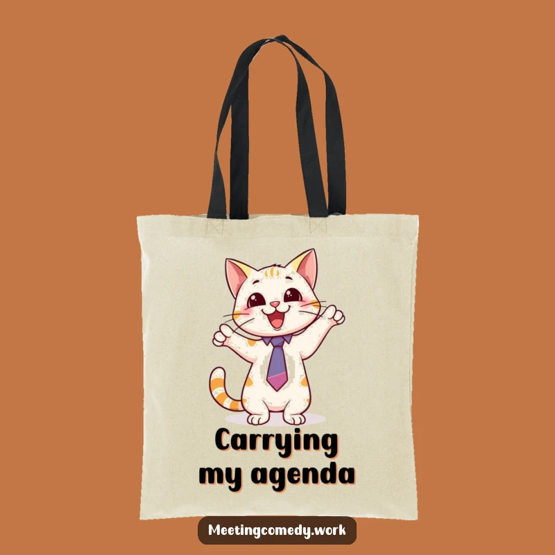 Funny Cat Tie Tote Bag: Carry Your Ideas with Feline Professionalism!